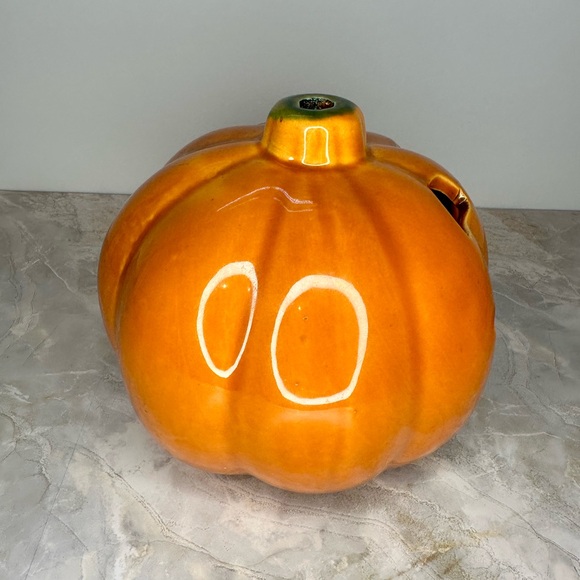 Vintage UPCO USA Ceramic Pumpkin Orange JACK-O-LANTERN Halloween  6.5” Pottery - Picture 4 of 9